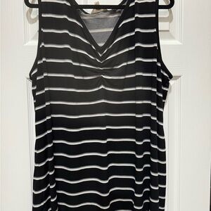 Black and White Striped Sleeveless Top